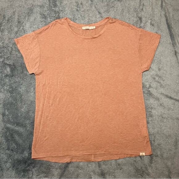Prana Pink Coral Basic Lounge Casual Loose Fit Short Sleeve Tshirt Size Small - Picture 2 of 8